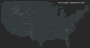 World map highlighting rare earth element resources