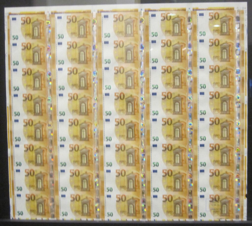 Oskuren remsa med 50-eurosedlar