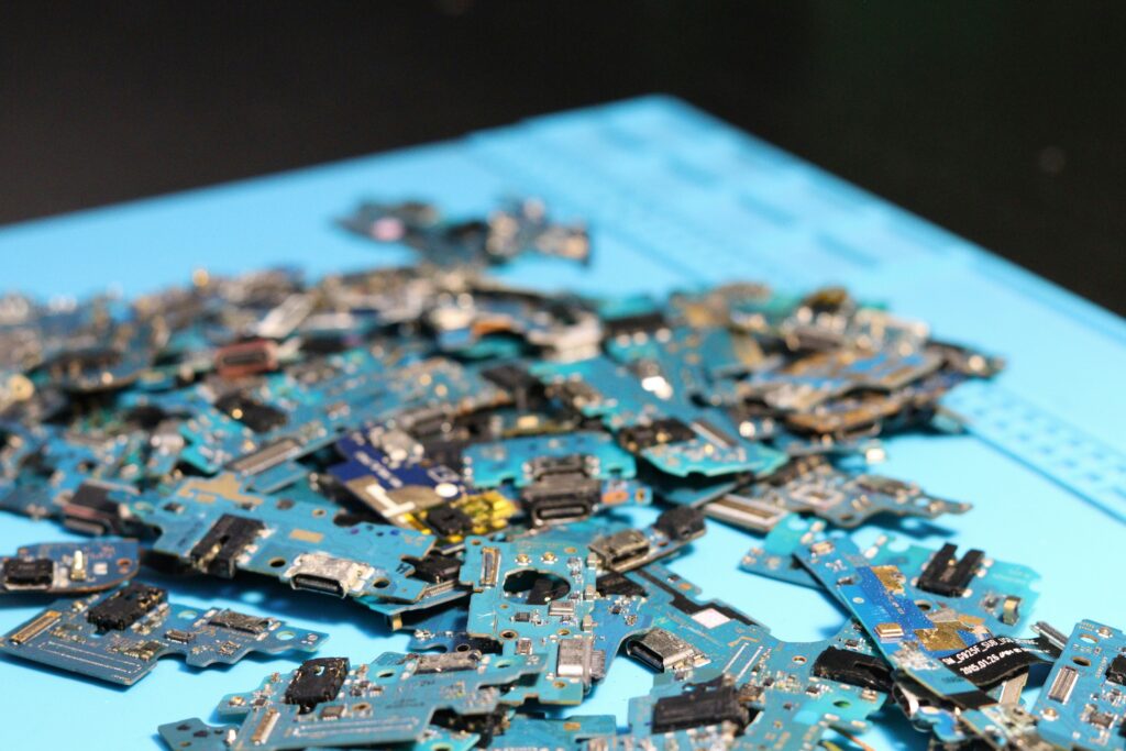 Pile of discarded electronic circuit boards